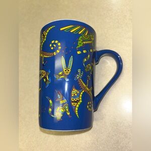 Blue Ceramic Alebrije Mexican Folk Art Ceramic Mug With Handle From Folgado Mx